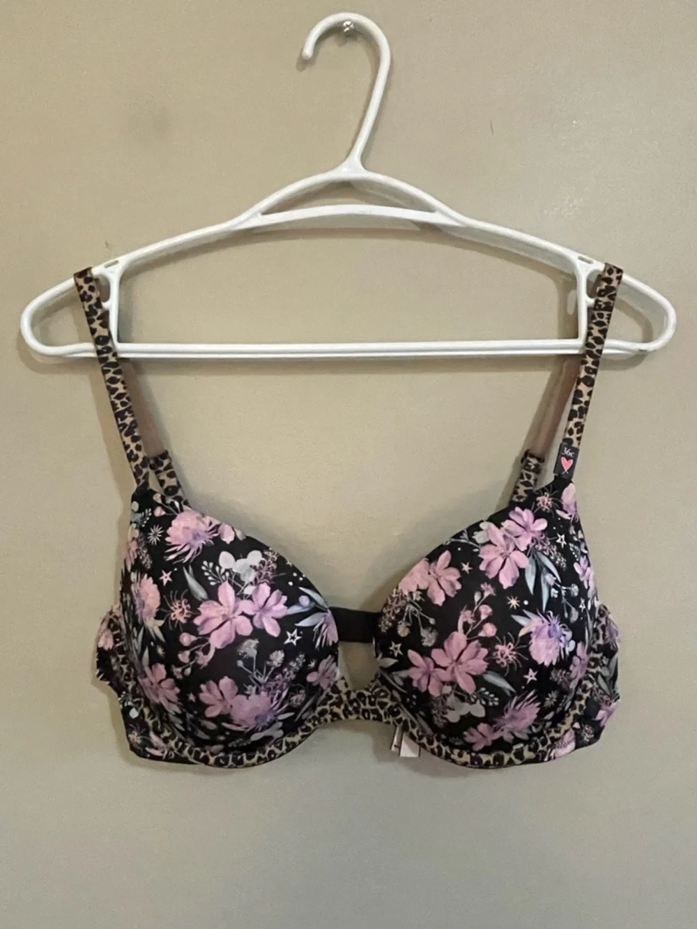 Victoria’s Secret Black & Pink Floral & Animal Print Push-Up Bra – Size 36C NWT - Picture 2 of 13